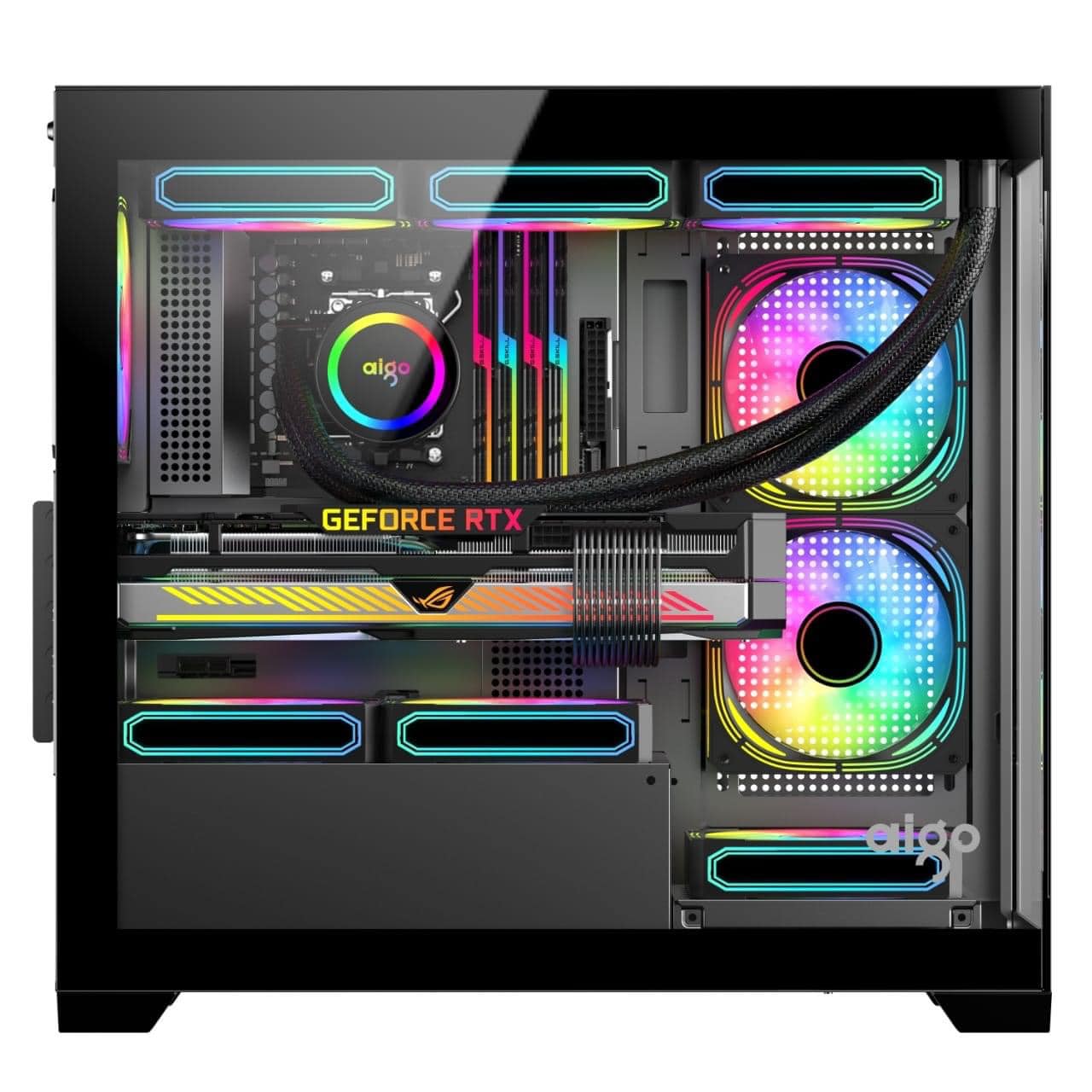 Vỏ Case AIGO C218M BLACK (M-ATX, Màu Đen)