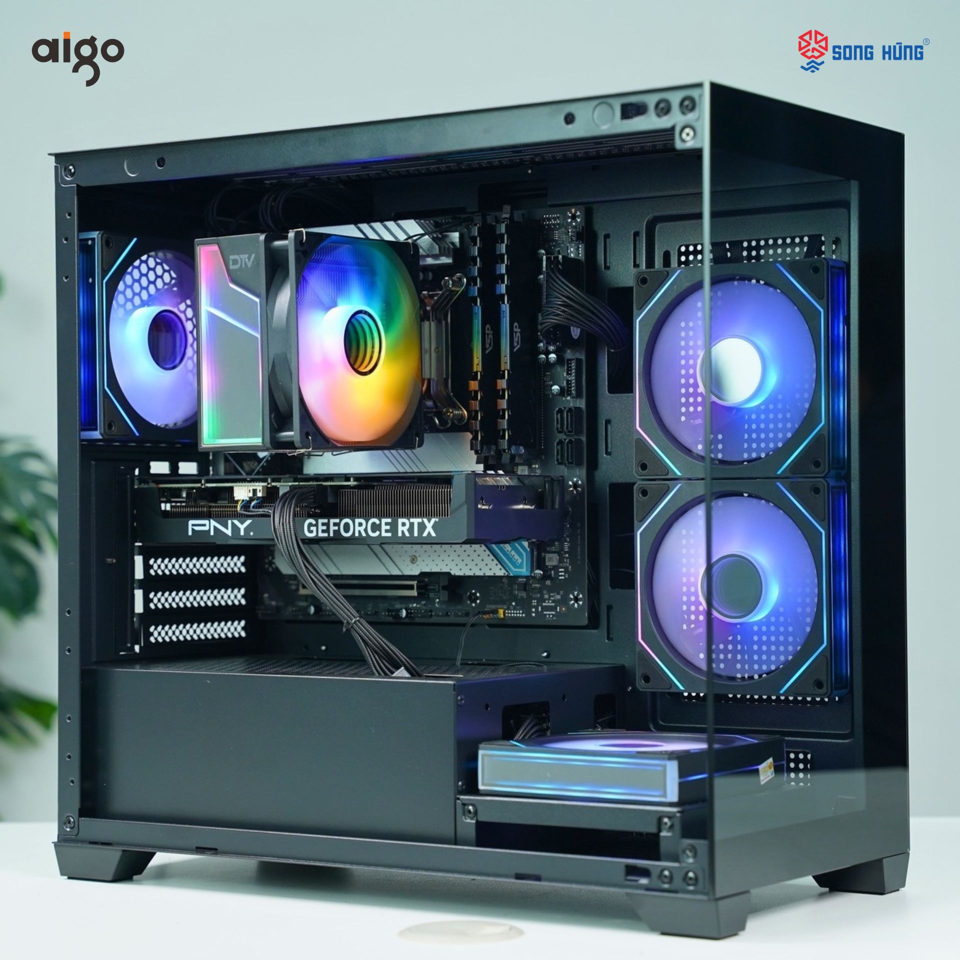 case máy tính bể cá Aigo C218M